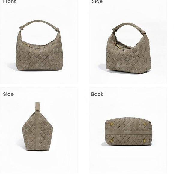 Luxurious Suede Hobo Bag - Women's Woven Leather Shoulder Bag with Spacious Inte - Picture 4 of 9